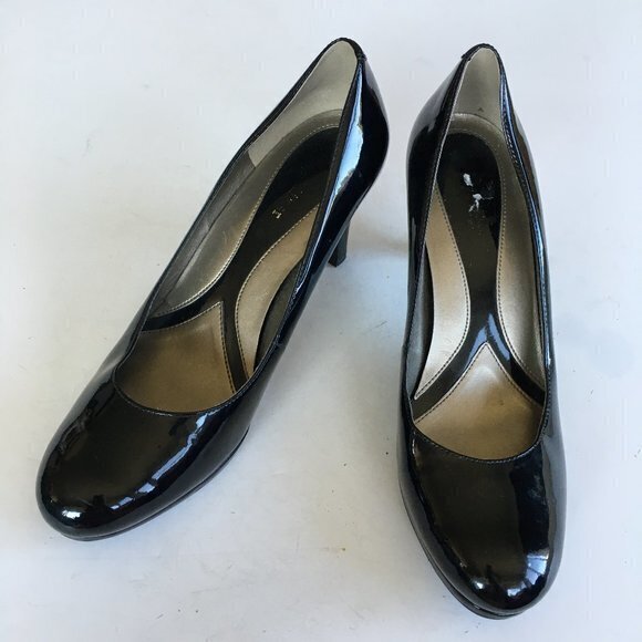 NATURALIZER LENNOX Black‎ Patent Leather Heels Pumps Womens Size 8M Work - Picture 3 of 9